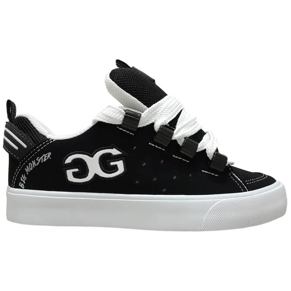 Tênis-Double-G-original-Big-Monster-Nobuck-Robusto-Cadarço-Largo-cor-preto-branco-sukata-brazil-maua-moda-skatista-streetwear-7